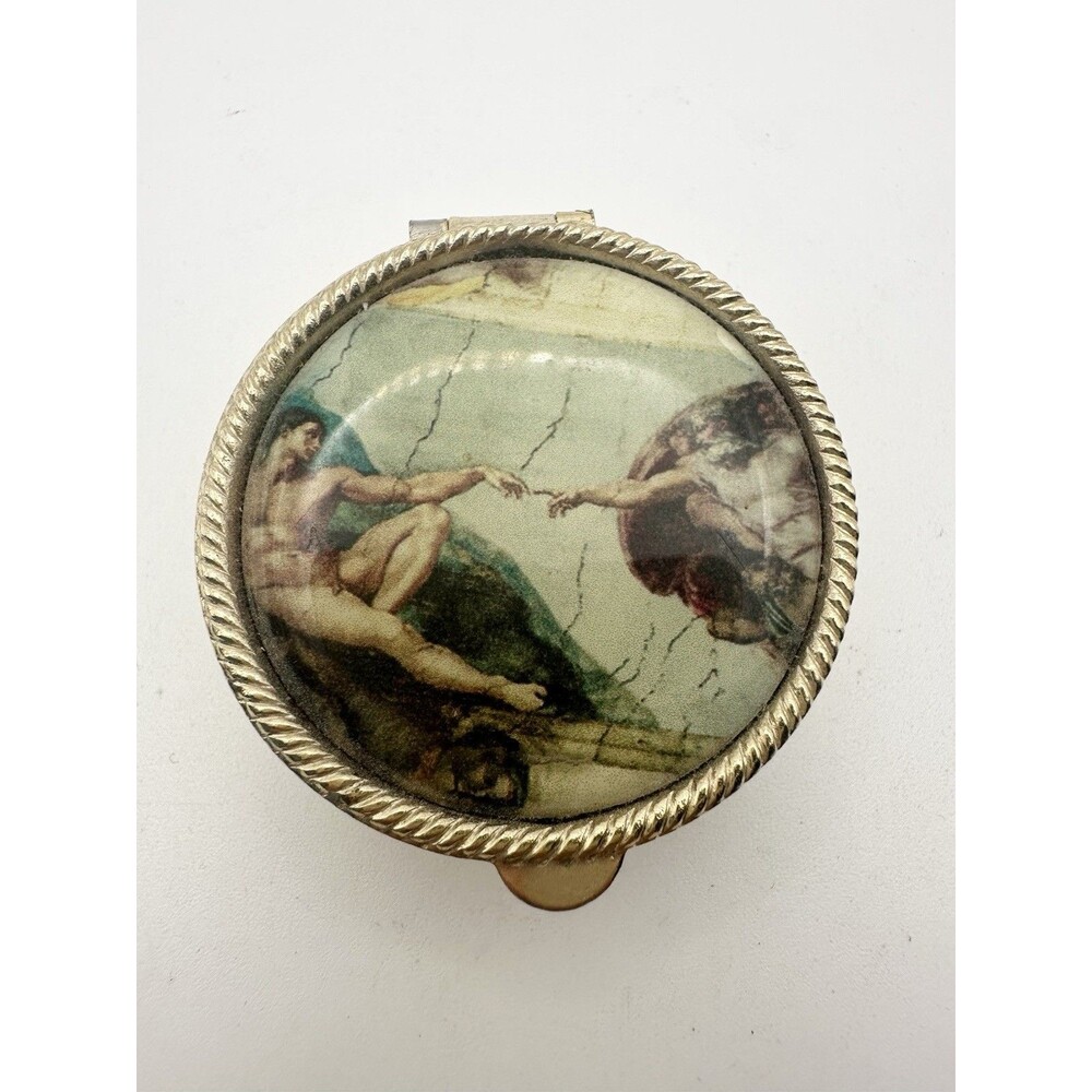 Vintage Creation Of Adam Pill Box Gold Tone